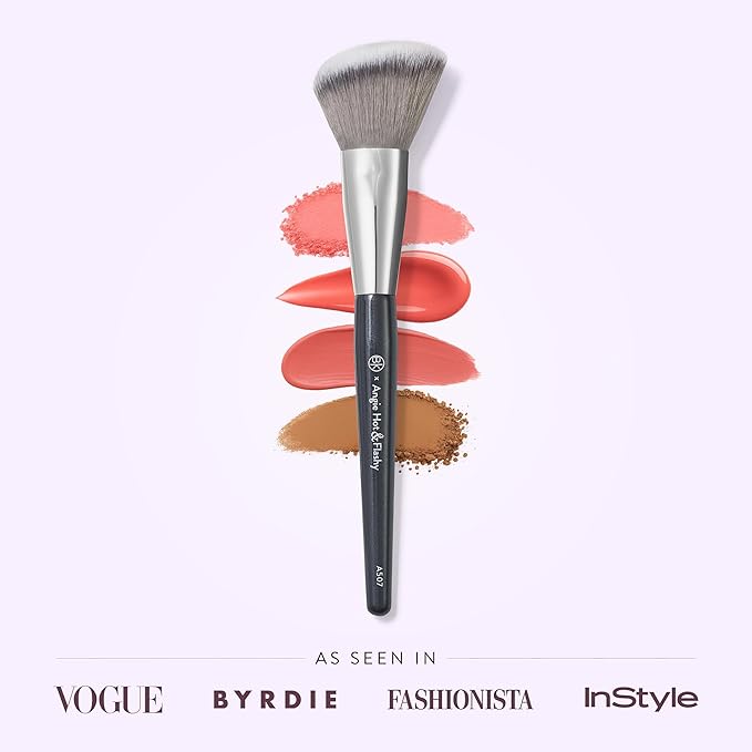 BK BEAUTY - ANGIE HOT & FLASHY A507 ANGLED BLUSH BRUSH – For Blush, Bronzer & Contour, Fluffy Angled Brush for Seamless, Streak-Free Finish