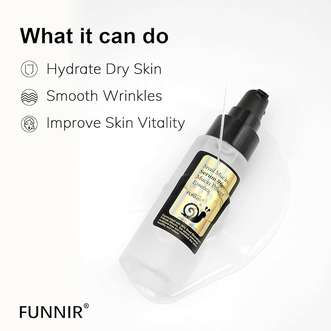 Snail Mucin 96% Essence 100ml, Hydrating Serum for Face with Snail Secretion Filtrate for Dull Skin, Skin care products for All Skin Types