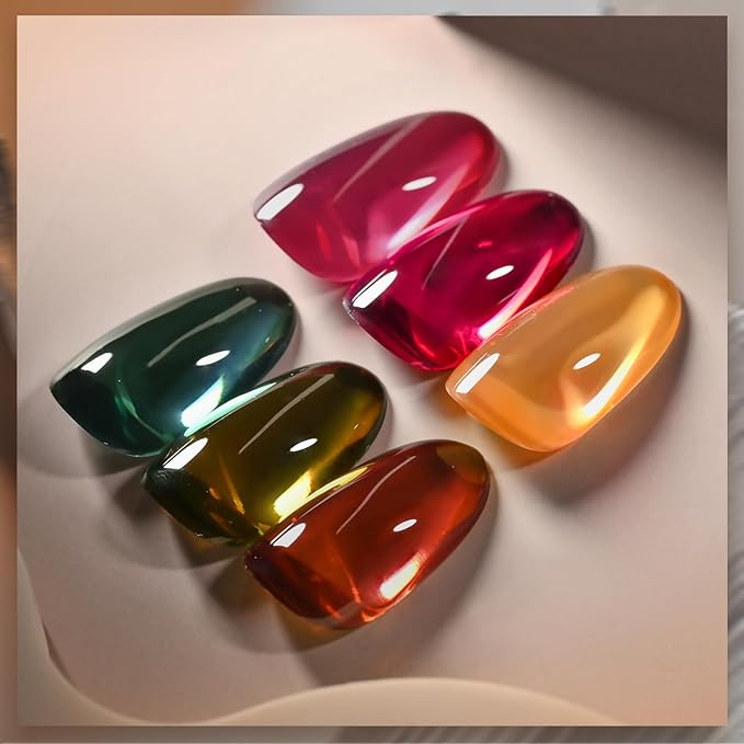 GAOY Wonder Color Gel Nail Polish, Jelly Red Green Brown Yellow Hot Pink Colors Sheer Gel Polish Kit for Salon Manicure and Nail Art DIY at Home