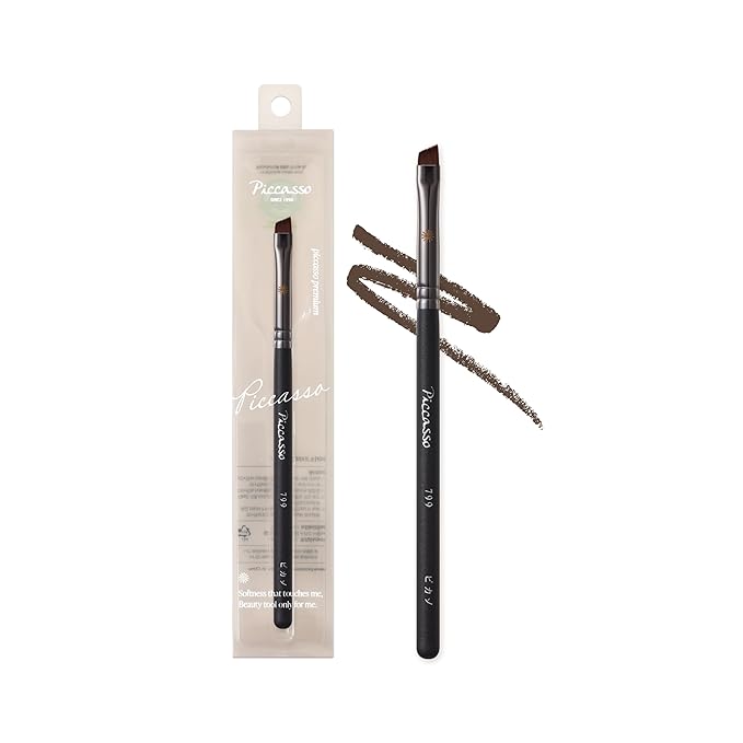 Piccasso 799 Edge Eyeliner Brush – Angled Eyeliner Brush for Gel, Liquid, and Cream, Sharp Precision for Winged Liner and Eye Makeup, Professional Facial Brush and Eyebrow Tool by K-Beauty Brand