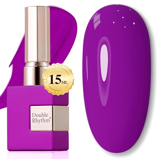 Double Rhythm 15ML Neon Purple Gel Polish Pure Sheer Same Color Same Bottle Soak Off Gel Polish Art Manicure Salon DIY at Home for Women (Purple Lavender-A1313)