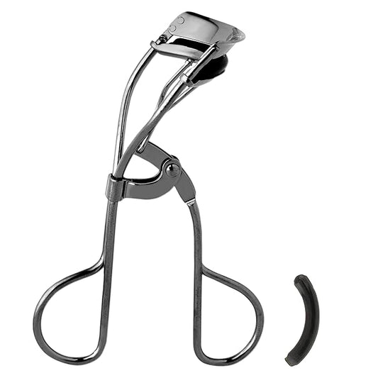 JAPONESQUE Extreme Lash Curler - Scissor Comfort Handle, Deep Curl, Keeps Lashes Curled for 8 Hours, High Arch Design, for Natural or False Lashes, Includes 1 Refill Pad (Gunmetal)