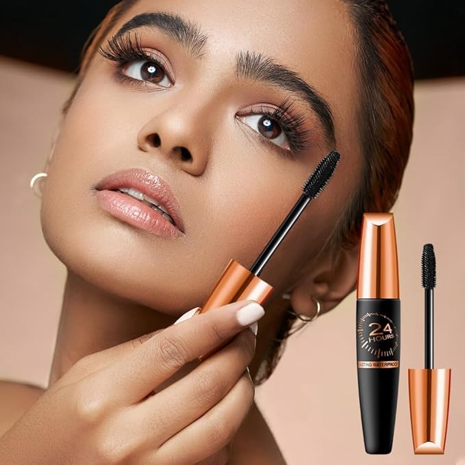 2025 New Waterproof Silk Fibre Thick Lengthening Mascara, Iron Wand Mascara Curling Eyelashes Iron Mascaras with No Flaking, Long-Lasting 4D Curling Silk Fiber Lash Mascaras for Women Eyes Makeup 2PCS