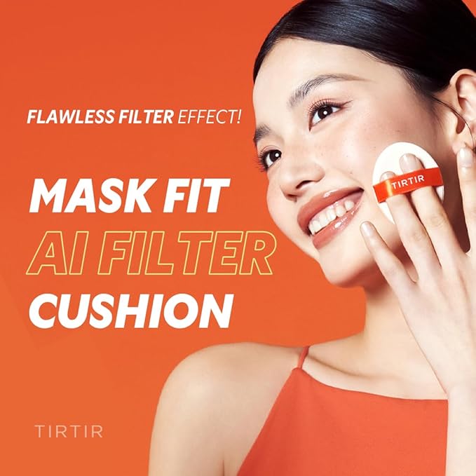 TIRTIR Mask Fit Ai Filter Cushion Foundation | AI-Like Semi-Matte Finish - Up to 72-Hour Medium to Full Coverage Korean BB Cushion Make up Beauty, #27N Camel, 0.63 Fl Oz