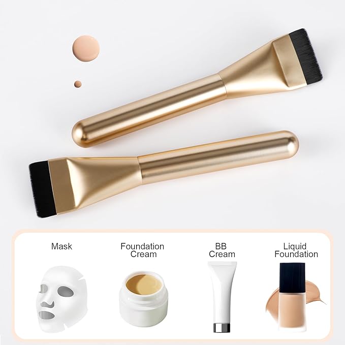 Flat Foundation Brush,Korean Makeup Brush Spatula Facial Brush for Liquid Foundation,Premium Face Makeup Brush for Blending Cream (Champagne)