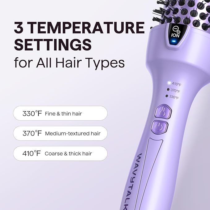 Wavytalk Thermal Brush, 1.5 Inch Blowout Express Ionic Thermal Round Brush Creates Blowout Look in 10 Minutes Makes Hair Shinier & Smoother, Dual Voltage (Lavender Purple)