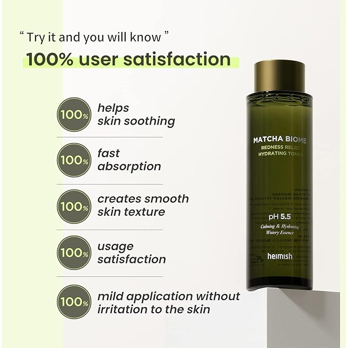 HEIMISH Matcha Biome Redness Relief Hydrating Toner - Calming & Soothing, Moisturizing, Skin Balancing Face Toner with Matcha, Probiotics, for Sensitive Skin, pH 5.5, Trouble Care, 5.1fl.oz/150ml