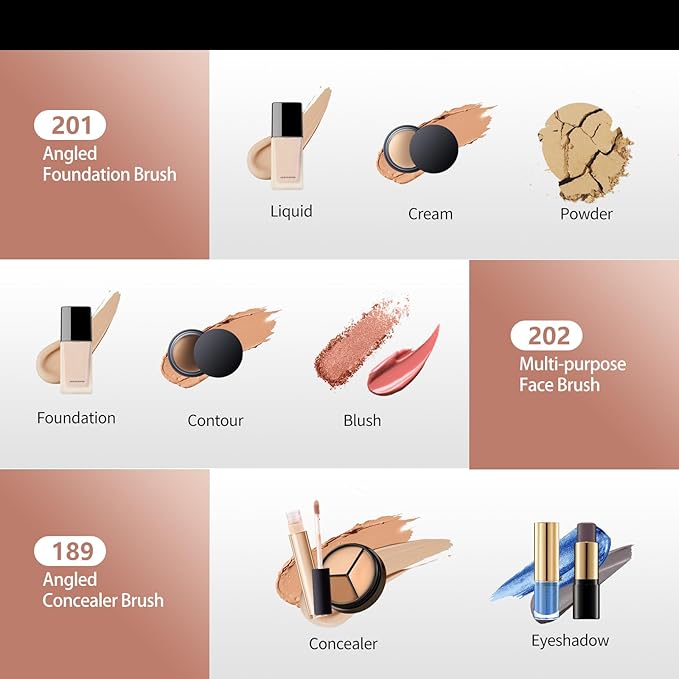 Makeup Brush for Foundation Concealer Blush Contour Liquid Cream Blending Angled Shape