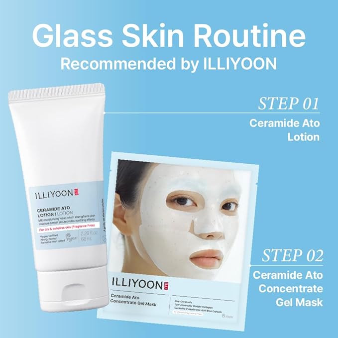 Illiyoon Ceramide Ato Concentrate Gel Face Mask | Ceramide & Collagen Hydrating Overnight Hydrogel Mask with Hyaluronic Acid, Korean Pore Tightening Sleep Mask, Sensitive Skin Care, Glass Skin Glow