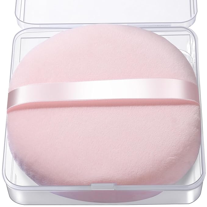 Teenitor 2Pcs 5Inch Pink Body Powder Puff, Powder Puff for Body Powder, Soft Velour Puff Pink