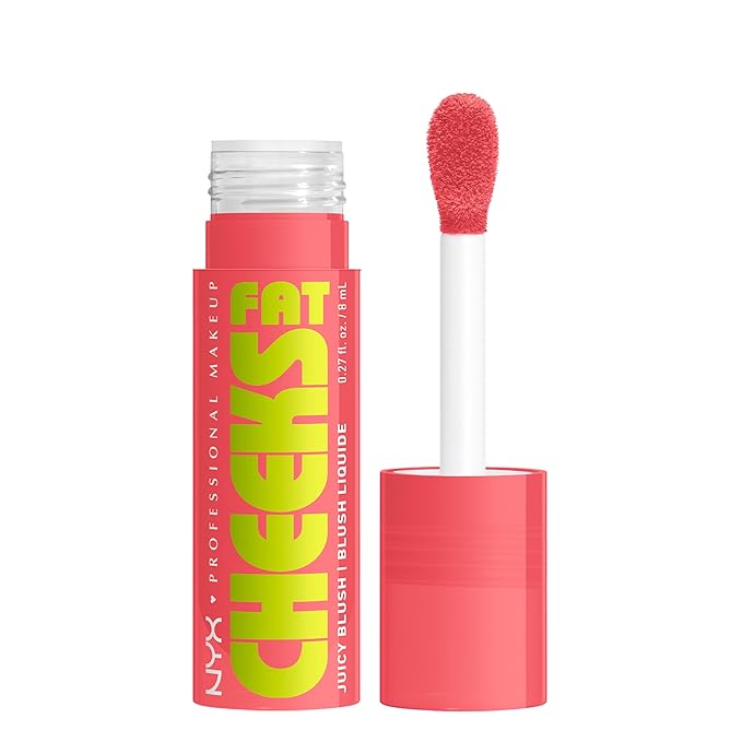 NYX PROFESSIONAL MAKEUP Fat Cheeks Liquid Blush, Buildable, Dewy Blush with Long-Lasting 12HR Wear - Fig Fizz (Soft Peach)