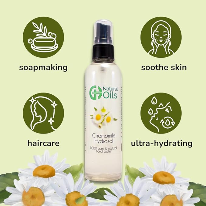 Chamomile Hydrosol (Floral Water) - 4 fl oz Plastic Bottle w/Black Spray Cap