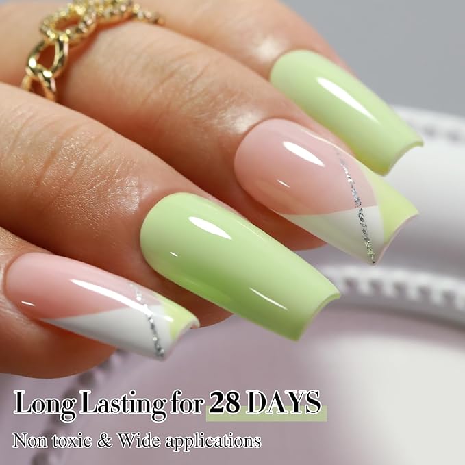 Double Rhythm 15ML Gel Nail Polish Pure Sheer Same Color Same Bottle Soak Off Gel Polish Art Manicure Salon DIY at Home for Women (Green-A1391)