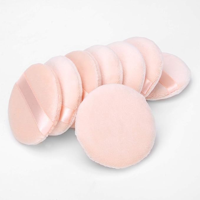 8 Pieces Face Powder Puffs Soft Cotton Makeup Powder Pads for Loose, Setting, Pressed and Body Powder (2.75 Inch)