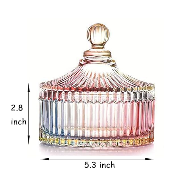 2 Pack Extra Large 5.2" Beige & Purple Powder Puffs and 5.3" Glass Container – Oversized Soft Body & Face Large Powder Puff Dusting Powder Jar Holder Case(Multi-Color Glass)