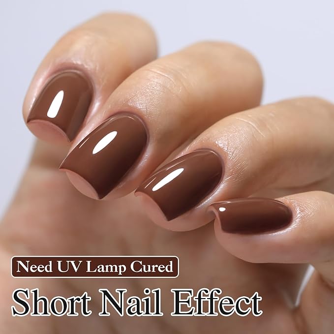 Double Rhythm 15ML Dark Brown Gel Polish Pure Sheer Same Color Same Bottle Soak Off Gel Polish Art Manicure Salon DIY at Home for Women (Deep Brown-A1446)