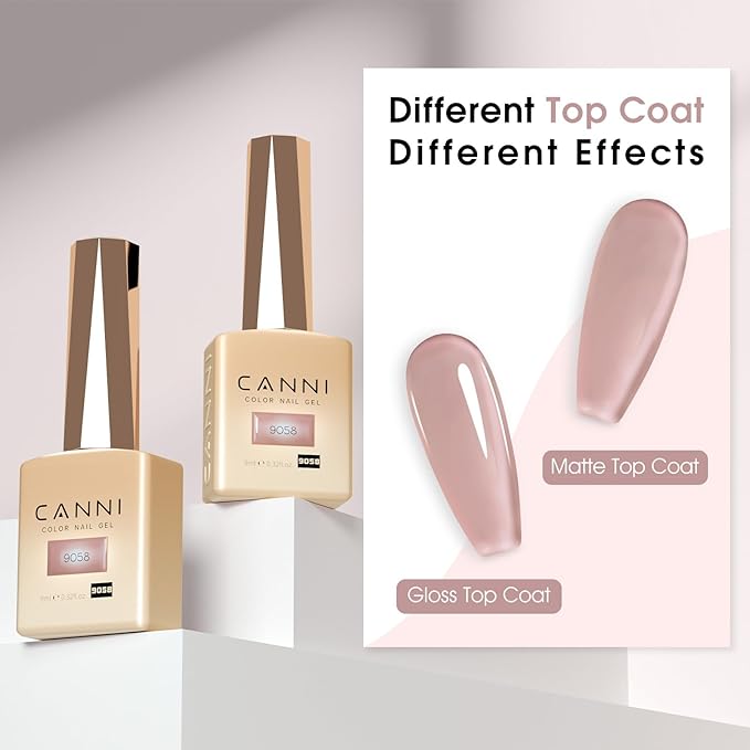 CANNI Nude Pink Jelly Gel Polish – 9ML Translucent Sheer Nude Soak-Off UV/LED Gel Nail Polish for DIY Manicure or Salon Use