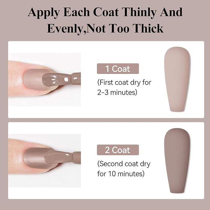 Matte Nail Polish, Air Quick Dry, Brown Nail Lacquer Matte Finish Effect, Nail Art Varnish Long Lasting & Fast Drying Velvet Nail Polish For Nail Art, 12ml
