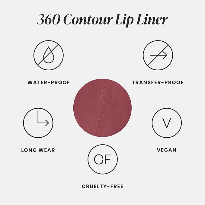 Wonderskin Lipliner Pencil - 360 Contour Lipliner, Long Lasting, Sharpenable Lip Pencil, Waterproof and Transfer-Proof Nude Lip Liner (Mauve)
