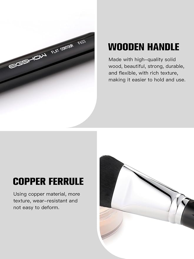 Contour Brush, EigshowBeauty Premium Synthetic Bristles Face Bronzer Brush, Flat makeup brush for Powder Cream Liquid Blending - Vegan & Cruelty-Free Foundation Brush