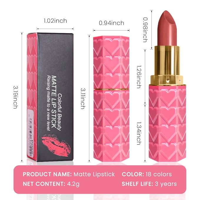 evpct 1Pcs Warm Pink Lipstick, Silky Velvet Matte Lipstick Pack Sets for Women, Long Lasting Smudge Proof Lipstick Lip Stain Makeup Kit matte lipstick 24 hours original P01