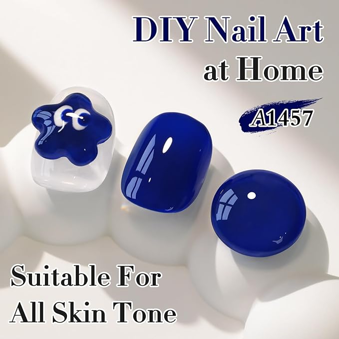 Double Rhythm 15 ML Gel Polish Pure Sheer Same Color Same Bottle Soak Off Gel Polish Art Manicure Salon DIY at Home for Women (Deep Navy Blue-A1457)