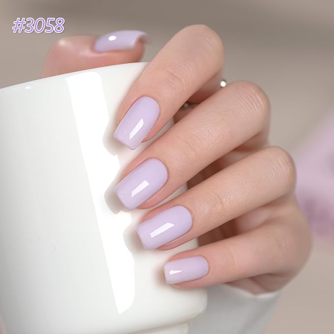 GAOY Gel Nail Polish Set including BabyBlue, Periwinkle Pastel Purple, Dusty Pink White Yellow for Manicure and Nail Art DIY at Home or Salon