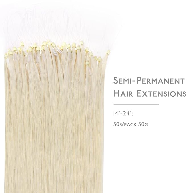 WENNALIFE Microlink Hair Extensions Human Hair, 50g 50s 20 Inch Platinum Blonde Remy Hair Microbead Micro Link Microloop Microring Invisible Straight Natural Fusion Installation