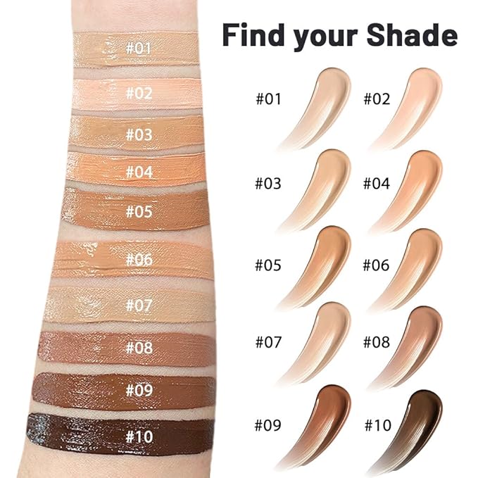 2 in 1 Foundation Concealer, Lightweight Creamy Long Lasting Face Makeup for Combination Oily Skin, Conceals Dark Circles Under Eyes Dark Spots and Blemishes, Vegan Cruelty-Free, Light