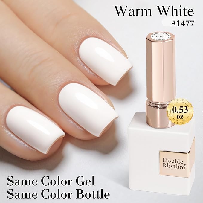 Double Rhythm 15ML Gel Polish Pure Sheer Same Color Same Bottle Soak Off Gel Polish Art Manicure Salon DIY at Home for Women (Warm White-A1477)
