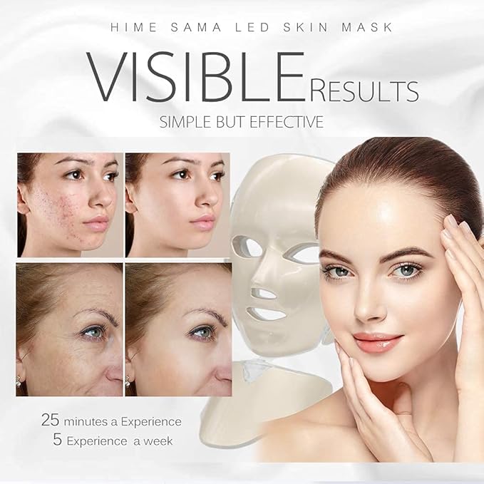 LED Face Mask – 7 Color Light Mask for Face and Neck, Red & Blue Light, Korean-Inspired Design, FSA/HSA Eligible, A-051