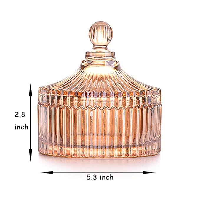 2 Pack Extra Large 5.2" Beige & Purple Powder Puffs and 5.3" Glass Container – Oversized Soft Body & Face Large Powder Puff Dusting Powder Jar Holder Case(Amber Glass)