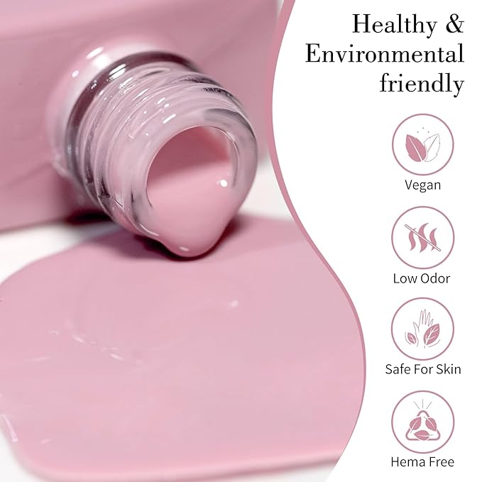 CANNI Soft Pink Jelly Gel Polish – 9ML Translucent Sheer Nude Soak-Off UV/LED Gel Nail Polish for DIY Manicure or Salon Use