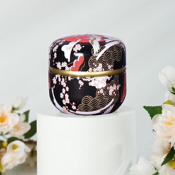 Body Powder Puff and Container for Dusting Powder, Women Powder Puff and Powder Case for Bath and Travel (Crane Black)