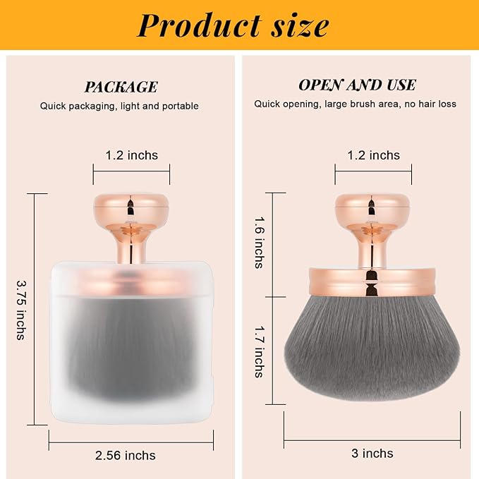 Yoseng Extra Large Body Makeup Brush For Self Tanner – 74mm Wide-headed Vegan Kabuki Brush for Body Makeup, Tanning & Shimmer | Big Fluffy Bronzer Brush with Protective Travel Cover