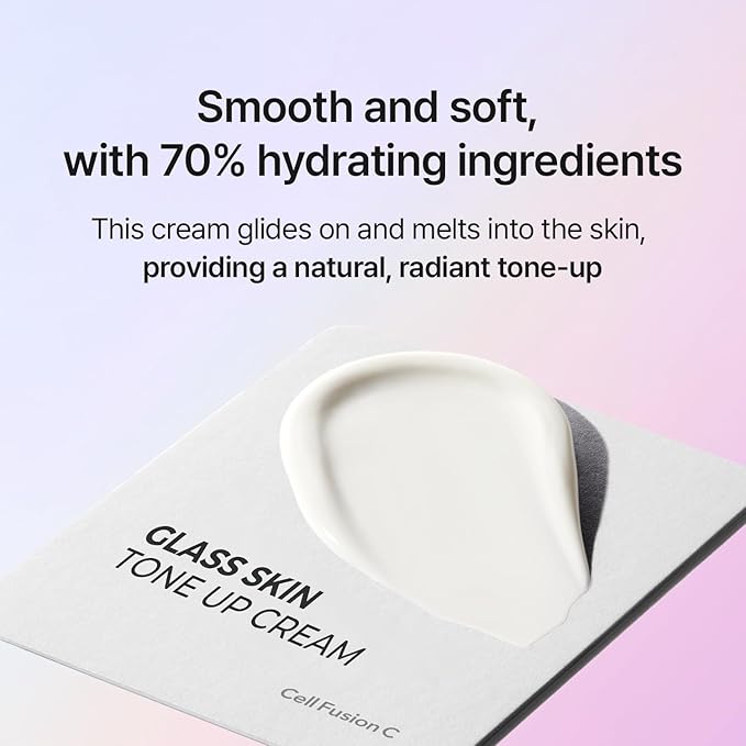 Cell Fusion C Glass Skin Tone Up Cream, Vitamins + Alpha-Arbutin - Natural Makeup Look, For Bright, Even Skin Tone, 50ml / 1.69 fl.oz.