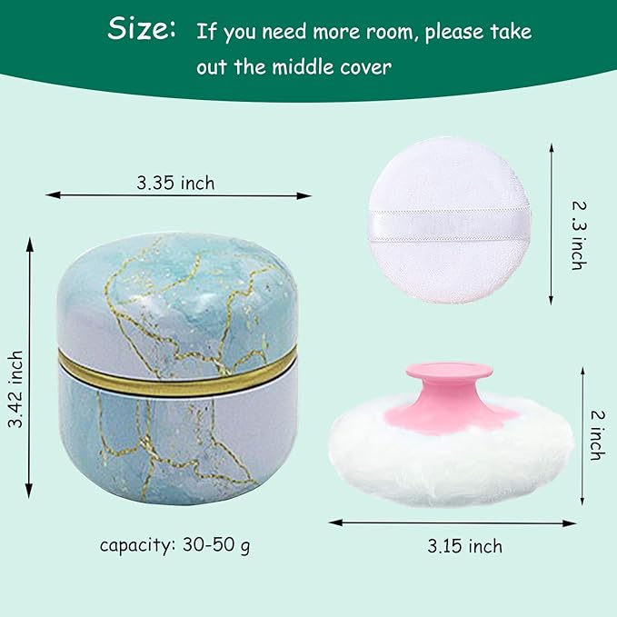Body Powder Puff and Container for Dusting Powder, Women Powder Puff and Powder Case for Bath and Travel (Sky Gilding)