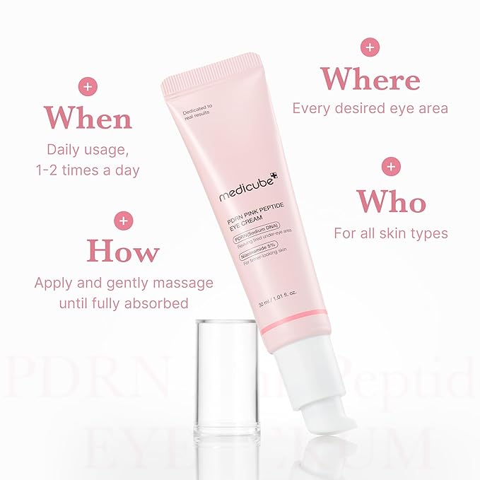 medicube Salmon DNA PDRN Pink Peptide Eye Serum with Niacinamide and 99% Purity Retinol for Fine Lines, Uneven Skin Tone, Korean Skin Care 1.01fl.oz