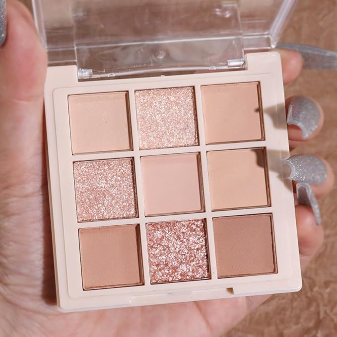 Nude Pink Beige Eyeshadow Palette,Natural Eye Shadow Make Up Pallets for Women,Neutral Small Cream Light Colors Eyeshadow Palette Long Lasting Naturing-Looking,Vegan