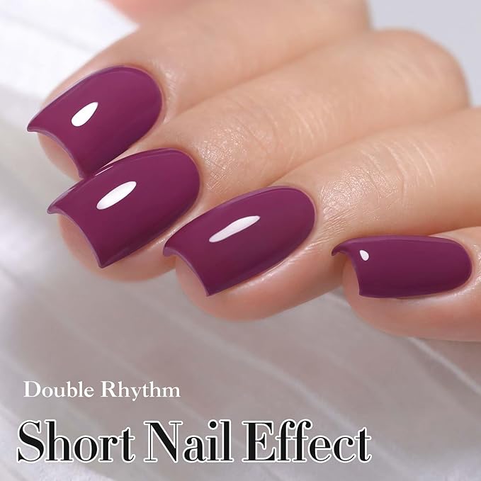 Double Rhythm 0.5Oz Gel Polish Pure Sheer Same Color Same Bottle Soak Off 15ML Gel PolishManicure Salon Nail Art DIY at Home for Women (Purple-A1009)