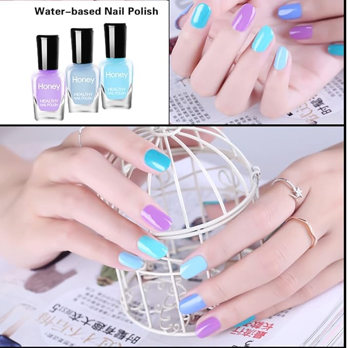 Non Toxic Easy Peel Off and Fast Dry Nail Polish Set for Pack, Eco Friendly & Organic Water Based Nail Polish for Women,Teens,Kids (10 Bottles)