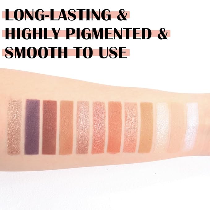 12 Colors Warm Eyeshadow Palette – Matte, Shimmer & Glitter Copper Coral Tones – Rose Gold, Champagne, Bronze & Terracotta Shades – High Pigment, Long-Lasting Eye Makeup for Women – 04#