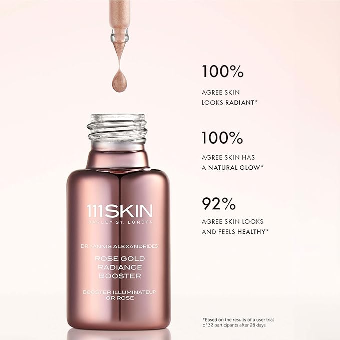 111SKIN Rose Gold Radiance Booster Serum for Face, Hydrating Face Glow Serum with Hyaluronic Acid, Niacinamide & Damascus Rose for Radiant & Even Skin Tone, Suitable for All Skin Types, 0.68 fl oz