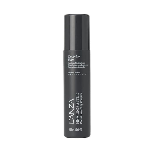 L'ANZA Healing Style Smoother Balm, New & Improved Keratin Hair Treatment & Hair Straightener Serum, Heat Protection & Anti Frizz Formula, for Curly, Frizzy & Wavy Locks, New Bottle (6.8 Fl Oz)