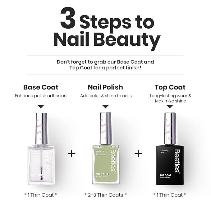 Beetles Nail Polish Set P176, 6 Colors Glitter Green Nude Natrual Pink Nail Lacquer Fast Drying & Long Lasting Finger Fall Nail Polish Glitter Effect for DIY Nail Art Salon at Home Gifts for Women