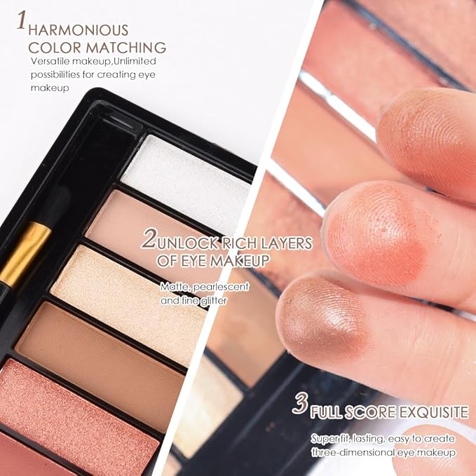 12 Colors Warm Eyeshadow Palette – Matte, Shimmer & Glitter Copper Coral Tones – Rose Gold, Champagne, Bronze & Terracotta Shades – High Pigment, Long-Lasting Eye Makeup for Women – 04#