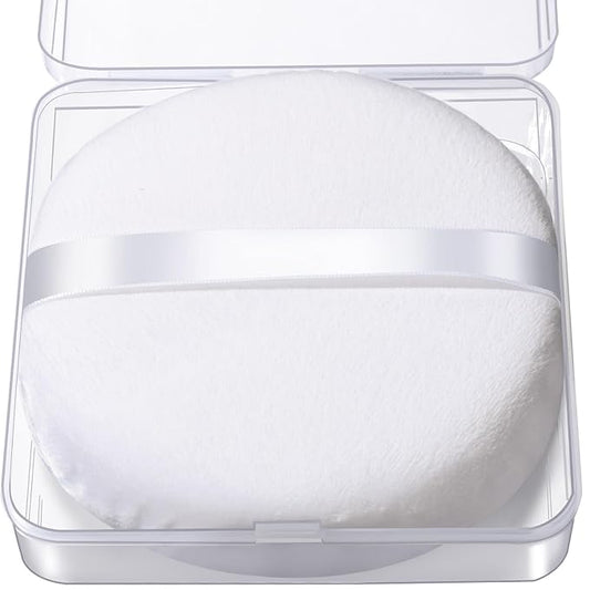 Teenitor 2Pcs 5Inch Body Powder Puff, Powder Puff for Body Powder, Extra Large Powder Puff Soft Velour Puff White