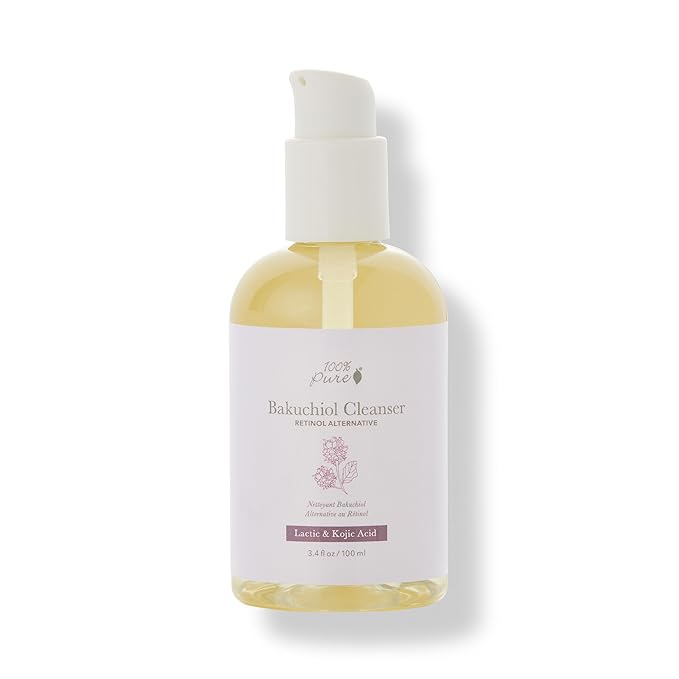 100% PURE Bakuchiol Face Cleanser Plant-Based Retinol Alternative Anti Aging Face Wash Gentle Kojic Acid & Licorice Daily Skincare Boost - Fresh Foam Facial Cleansing for Women & Men - 3.4 fl oz