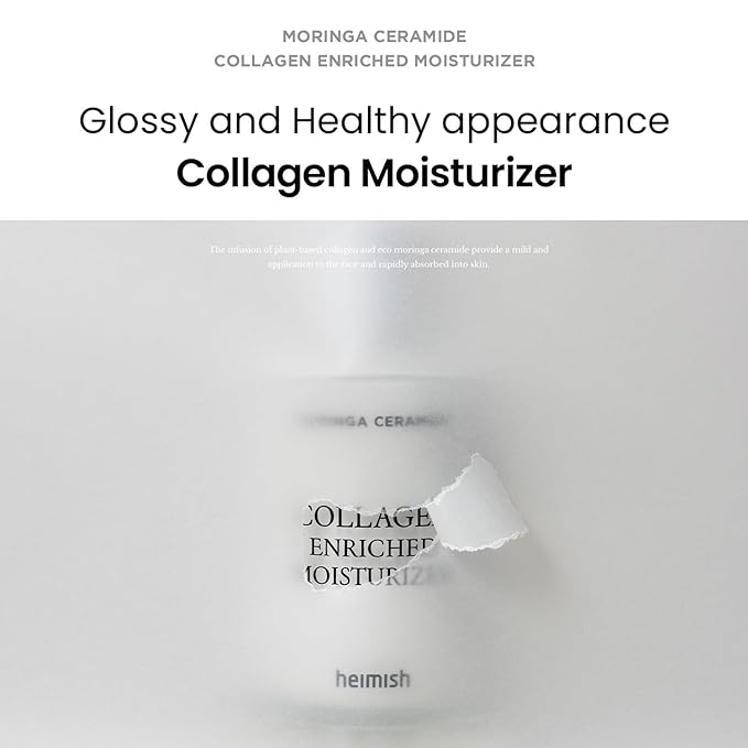 HEIMISH Moringa Ceramide Collagen Enriched Moisturizer - Hydrating, Nourishing, Plumping, Anti-aging Essence, Lightweight Emulsion with Ceramides, Collagen, For All Skin Types, 4.1fl.oz/120ml
