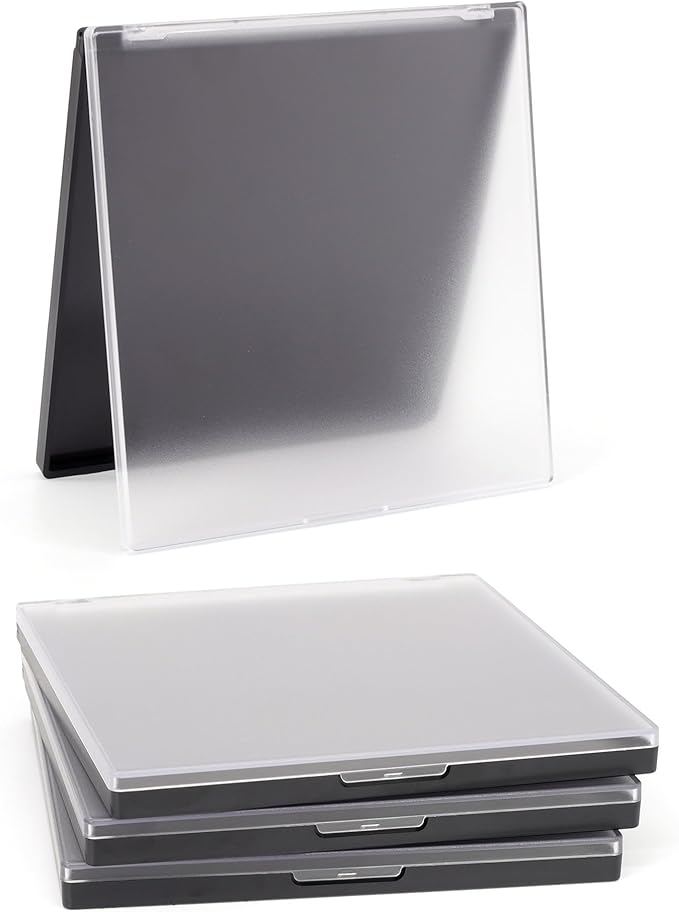 Magnetic Makeup Palette with Frosted Clear Top, 3Pack Empty Eyeshadow Dispensing Storage Box with 60Pcs Adhesive Metal Stickers for DIY Cosmetics Powder-5.72”X5.98”Palette